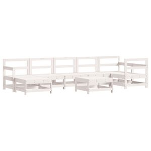 vidaXL Set Salotto da Giardino 8 pz in Legno Massello di Pino Bianco