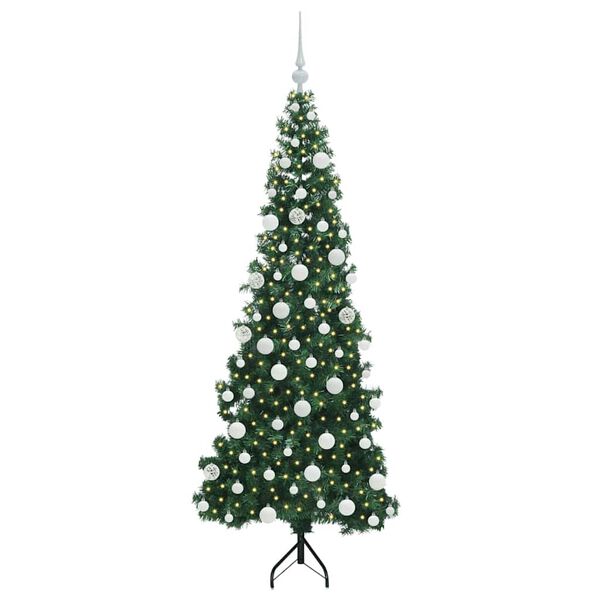 vidaXL Albero di Natale Artificiale Angolare con 300 LED Verde 180 cm
