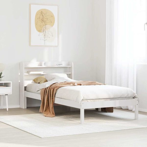 vidaXL Letto senza Materasso Bianco 75x190 in Legno Massello di Pino