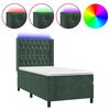 vidaXL Letto a Molle con Materasso e LED Verde Scuro 90x190 cm Velluto