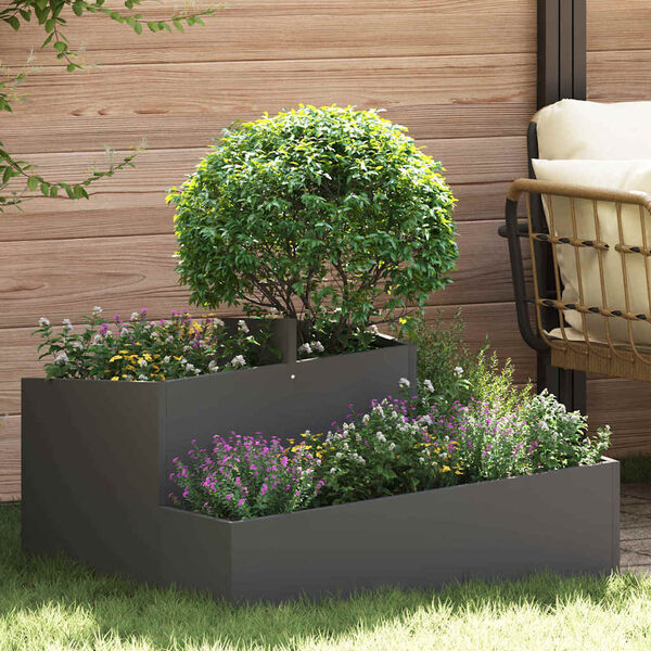 vidaXL Vaso da giardino Nero 80 x 80 x 50 cm Acciaio laminato a freddo
