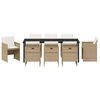 vidaXL Set da Pranzo per Giardino con cuscino 9 pcs Beige polyrattan