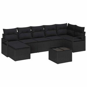 vidaXL Set di divani con cuscino 8 pcs Nero polyrattan