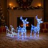 vidaXL Decorazione Natalizia Renne e Slitta 160 LED 130 cm in Acrilico