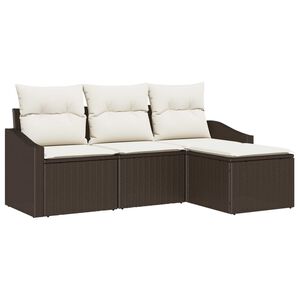 vidaXL Set di divani con cuscino 4 pcs Marrone e Crema polyrattan