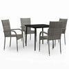 vidaXL Set da Pranzo da Giardino 5 pz Grigio e Nero