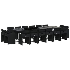 vidaXL Set da Pranzo da Giardino 17 pz con Cuscini Nero in Polyrattan