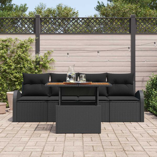 vidaXL Set Divano da Giardino con cuscino 5 pcs Nero