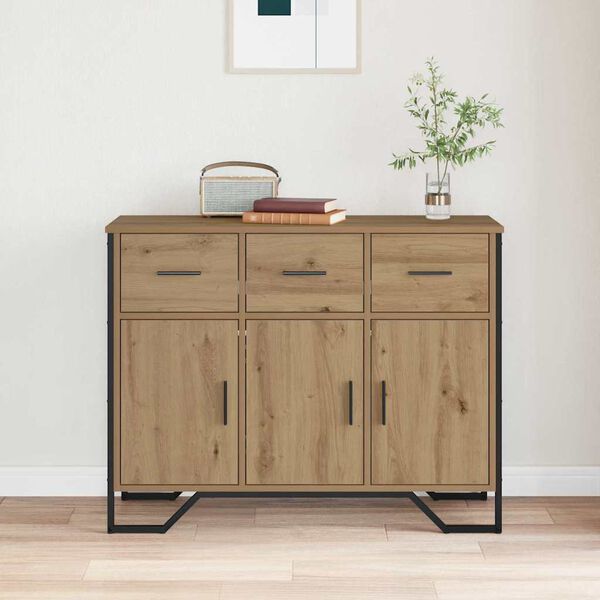 vidaXL Credenza con cassetto Rovere artigianale 97 x 32,5 x 74,5 cm