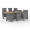 vidaXL Set da Pranzo per Esterni 7 pz con Cuscini in Polyrattan Grigio