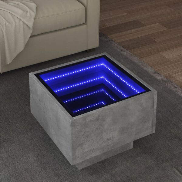 vidaXL Tavolino con LED Grigio Cemento 40x40x30cm in Legno Multistrato