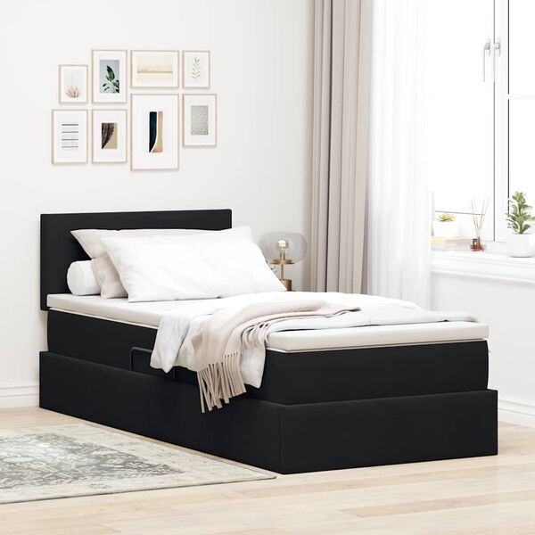 vidaXL Letto con Contenitore con materasso Nero 90 x 190 cm Velluto