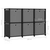 vidaXL Mobile con 6 Scatole a Cubo Nero 103x30x72,5 cm in Tessuto