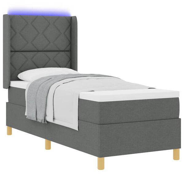 vidaXL Letto a molle con materasso con led Grigio 80 x 200 cm Tessuto