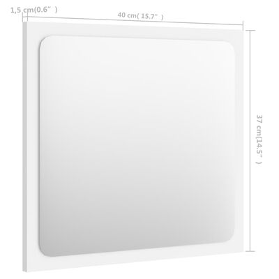 vidaXL Specchio da Bagno Bianco 40x1,5x37 cm in Legno Multistrato