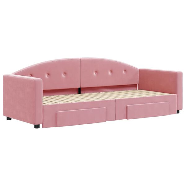 vidaXL Divano Letto Estraibile con Cassetti Rosa 80x200 cm Velluto
