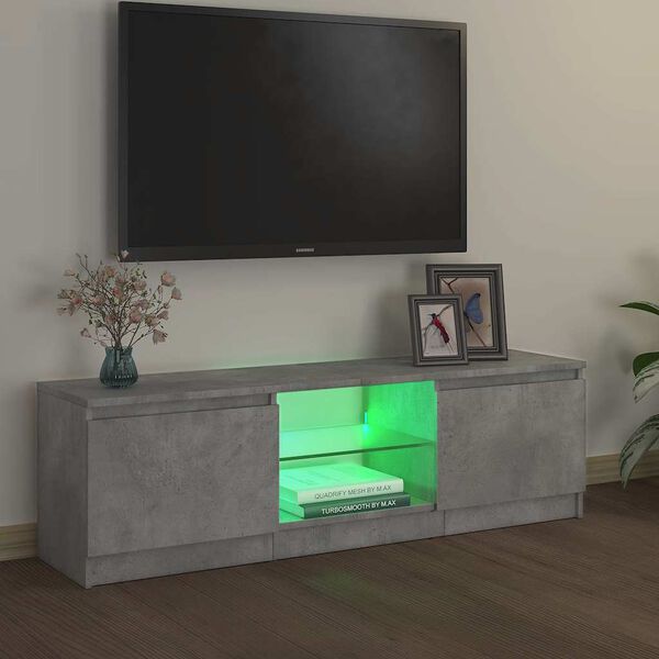 vidaXL Mobile Porta TV con Luci LED Grigio Cemento 120x30x36 cm