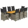 vidaXL Set Bistr&ograve; da Giardino 9 pz con Cuscini in Polyrattan Grigio