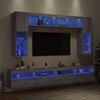 vidaXL Set Mobili TV a Muro 8 pz con Luci LED Grigio Sonoma