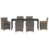 vidaXL Set da Pranzo per Giardino 7 pcs Grigio polyrattan