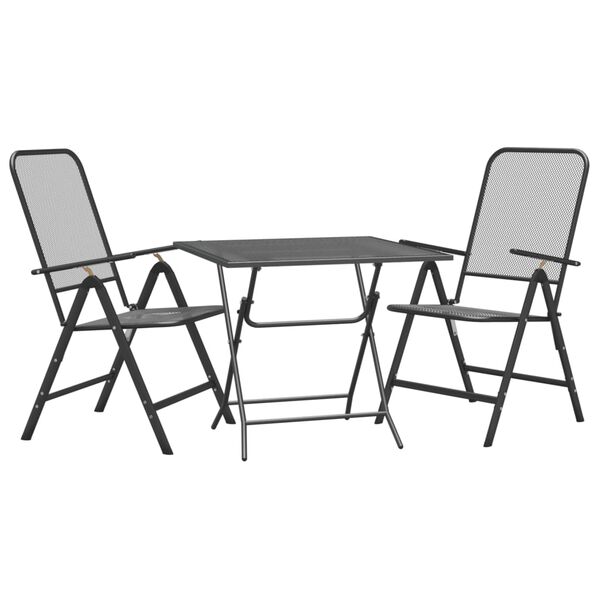 vidaXL Set da Pranzo per Giardino 3pz Rete Metallica Espansa Antracite