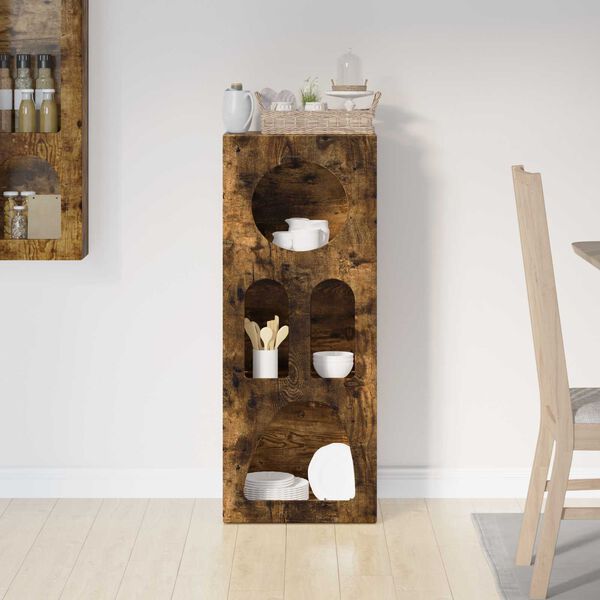 vidaXL Credenza Rovere fum&eacute; 40 x 35 x 100.5 cm Legno multistrato