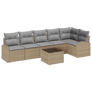 vidaXL Set Divano da Giardino 7 pcs Beige e grigio chiaro polyrattan