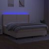 vidaXL Letto a Molle Materasso e LED bianco 200x200cm in Tessuto