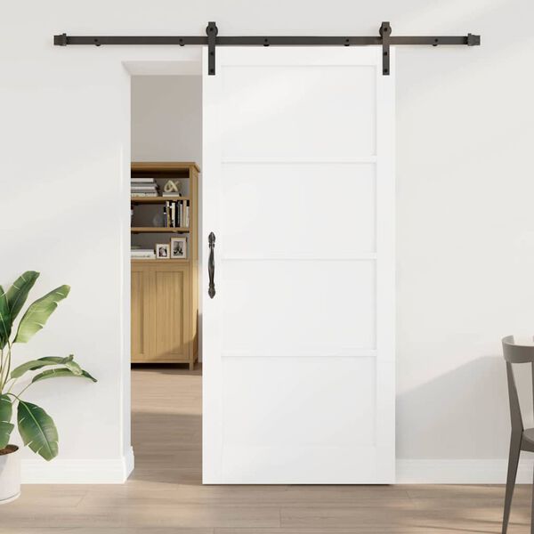 vidaXL Porta scorrevole Bianco e Nero 93 x 211 cm Pino massello