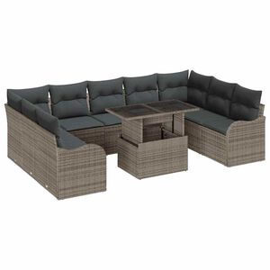 vidaXL Set Divano da Giardino 10 pcs Grigio Rattan in Polipropilene