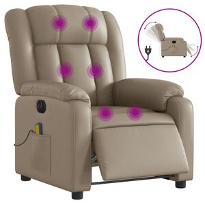 vidaXL Poltrona Reclinabile Massaggio Elettrica Cappuccino Similpelle