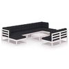 vidaXL Set Divani da Giardino 10 pz Cuscini Bianchi Massello di Pino