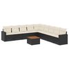 vidaXL Set Divani da Giardino 10pz con Cuscini in Polyrattan Nero