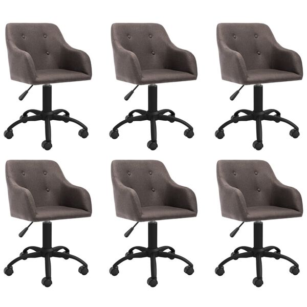vidaXL Sedie da Pranzo Girevoli 6 pz Tortora in Tessuto