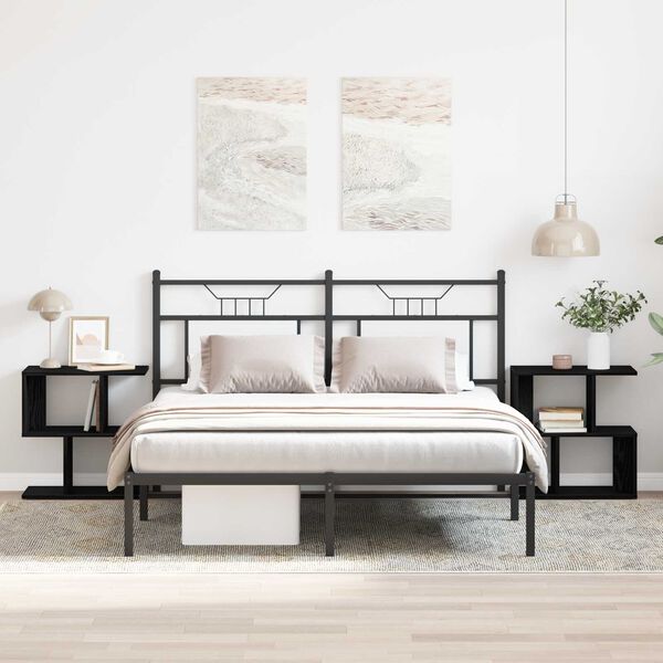 vidaXL Armadio da Notte 2 pcs Rovere Nero 50 x 30 x 51,5 cm