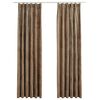 vidaXL Tende Oscuranti con Ganci 2 pz Beige in Velluto 140x245 cm
