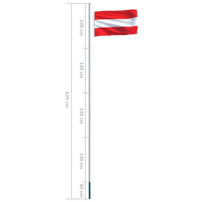 vidaXL Bandiera dell'Austria con Pennone in Alluminio 6,2 m