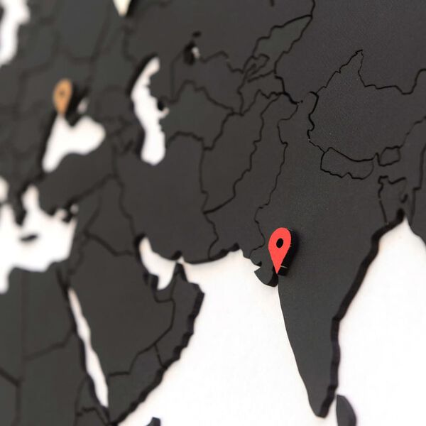 MiMi Innovations Mappa del Mondo Decoro Luxury Puzzle Nero 100x60 cm