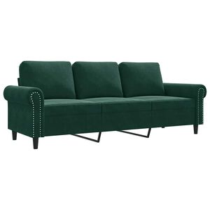 vidaXL Divano a 3 Posti Verde Scuro 180 cm in Velluto
