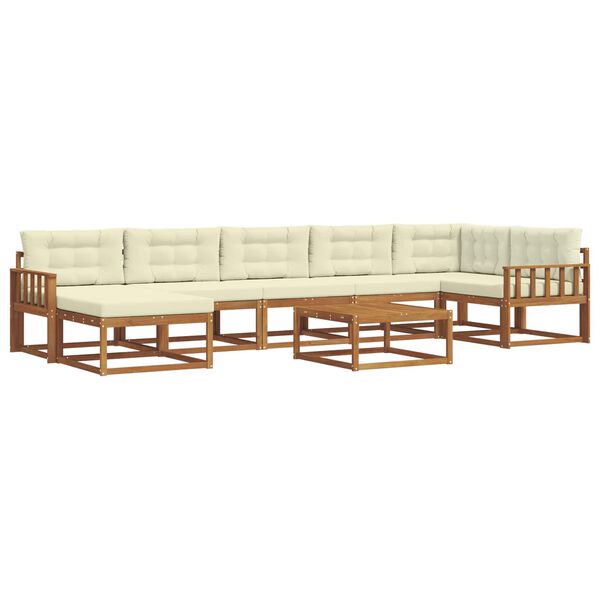 vidaXL Set di divani da esterno con cuscino 8 pcs Naturale e Crema