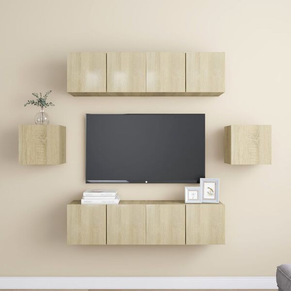 vidaXL Set di Mobili Porta TV 6 pz Rovere Sonoma in Legno Multistrato