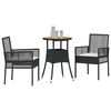 vidaXL Set da Pranzo per Giardino 3 pcs Nero polyrattan