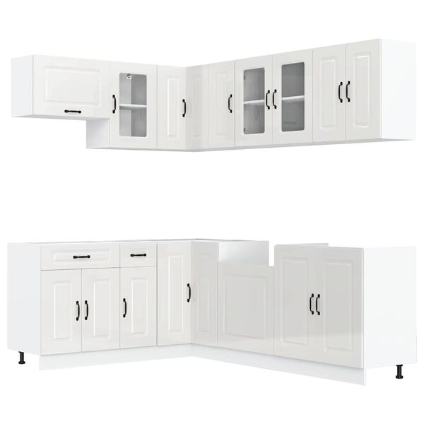 vidaXL Set Mobili da Cucina 11 pz Kalmar Bianchi Lucido in Truciolato