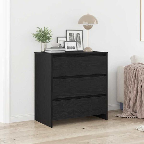 vidaXL Credenza Rovere Nero 70x41x75 cm in Legno Multistrato