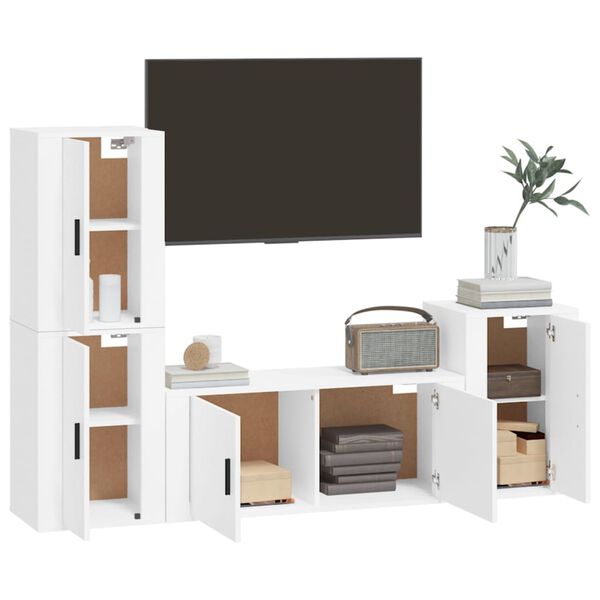 vidaXL Set di Mobili Porta TV 4 pz Bianco in Legno Multistrato
