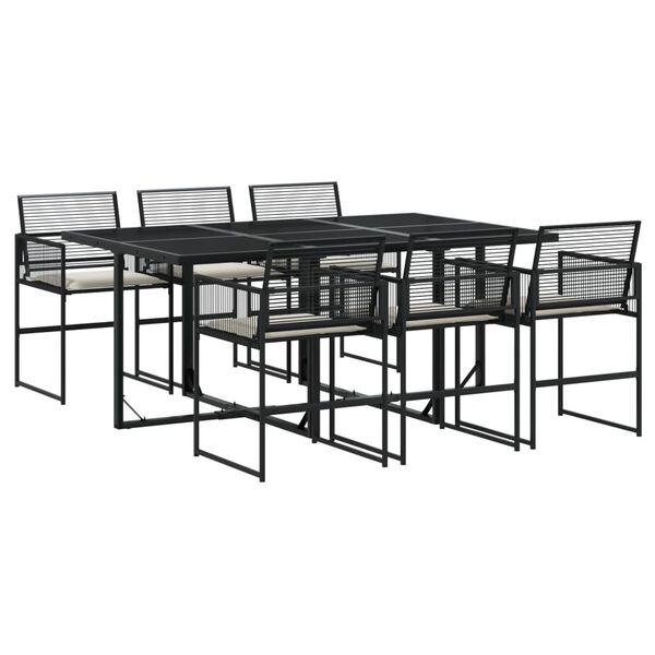 vidaXL Set da Pranzo da Giardino 7 pz Nero con Cuscini in Polyrattan