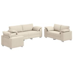 vidaXL Divano 3 pz Beige Tessuto misto lino