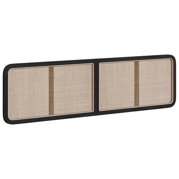 vidaXL Testiera con testiera Nero 200 x 55 x 3 cm Rattan