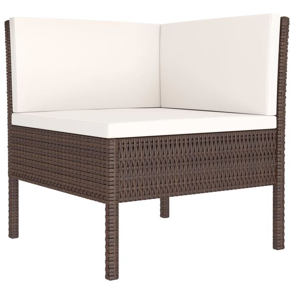 vidaXL Set Divani da Giardino 4 pz con Cuscini in Polyrattan Marrone