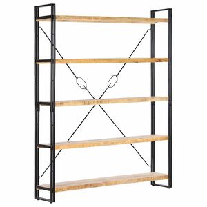 vidaXL Libreria a 5 Ripiani 140x30x180 cm in Legno Massello di Mango
